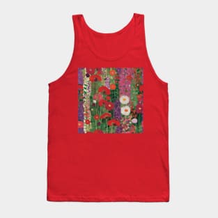 Fantasy Garden with Red Purple Pink and White Flowers After Klimt Tank Top